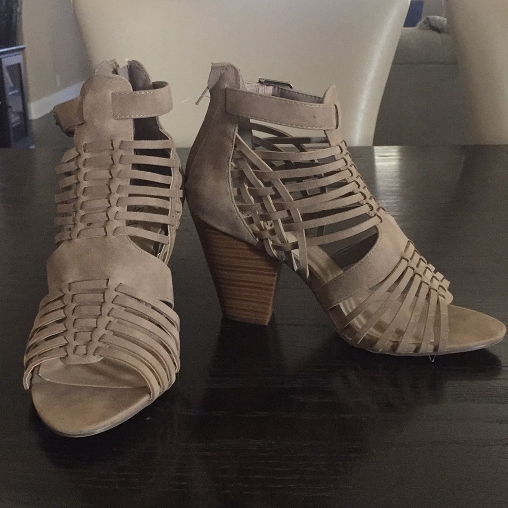 Tan Peep Toe Heels